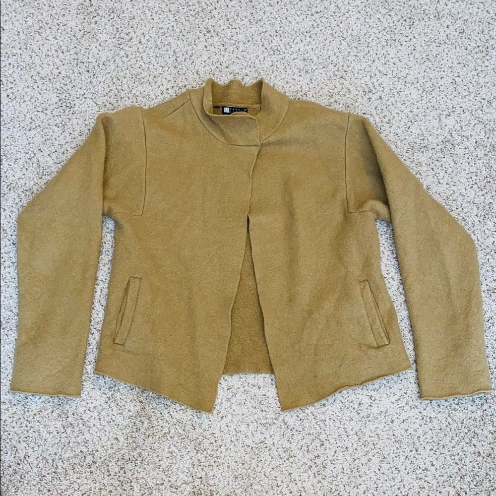 Carole Little Wool Cape Wrap Jacket 100% Wool Medium M Tan Vintage Cardigan